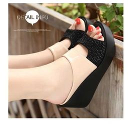 Slippers Slippers 2022 New Womens Plaorm Wedge Summer Soes Women Flip-Flops ig eels Sandals Casual Solid Colour for Woman H240326L0VW