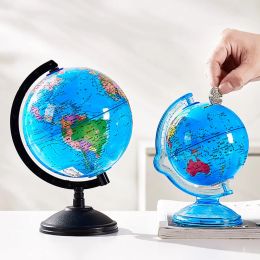 Boxes Creative Globe Money Box Fun Piggy Bank Children's Savings Box for Coins Gift Lving Room Decoration World Map Money Storage Safe