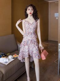 Casual Dresses Summer For Women 2024 Floral Midi Dress Female Elegant Backless Korean Fashion Sundress Vestido De Mujer Pph4541