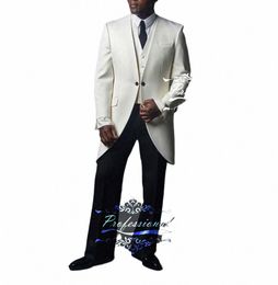 ivory Tuxedo Black Pants Men'S Wedding Clothing Tailor-Made Suits Sets Blazer Trousers 3pcs Jacket Pants Vest Wedding Clothing e8cq#