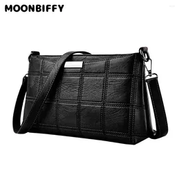 Shoulder Bags Ladies Handbag Casual Leather Plaid Messenger Bag Single Solid Color Small Square