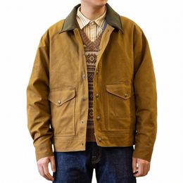 red Tornado Waxed Cott Canvas Jacket Water Resistant Heritage Style Men's Work Outerwear l1OB#