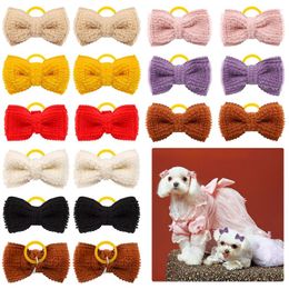 Dog Apparel 10pcs Pet Hair Bowknot Grooming Hand-made Puppy Bows Rubber Bands Bow For Small Cat Supplies