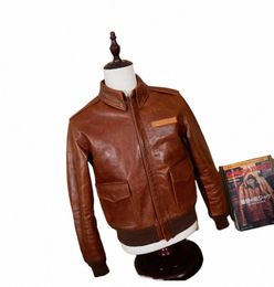 free ship.Eastman Bomber jacket.thick oil cowhide clothing.A2 air force real leather coat.quality vintage leather cloth i3qp#