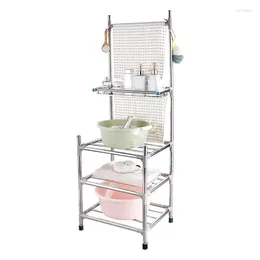 Kitchen Storage Household Thickening Thick Stainless Steel Shelves Multi-layer Floor Racks Basin Rack And Organization