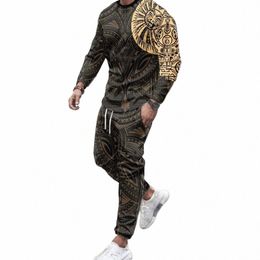 Весенний спортивный костюм Мужская футболка с рукавами Lg + комплект брюк Jogger Спортивная одежда Повседневная мужская одежда больших размеров Одежда из 2 предметов U6uc #