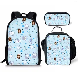 School Bags 3 Pcs Bag Set Heart Print Boys Girls Daily Backpacks Student Book Lunch Pencil Lightweight Backpack