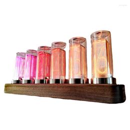 Table Clocks RGB-6BITS Nixie Tube Clock Wood Led Digital Watch Glow Alarm Retro Electronic Desktop Decoration Gifts