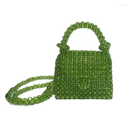 Shoulder Bags Pure Mini Beaded Bag In Summer Small Fresh And Versatile Slung Green Envelope Chain Purses Handbags Luxury Designer