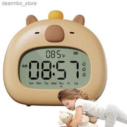 Skrivbordsklockor söt väckarklocka bärbar estetisk capybara väckarklocka med justerbar nattljus lämplig för rumskontor skrivbord sovrum hem dekoration24327