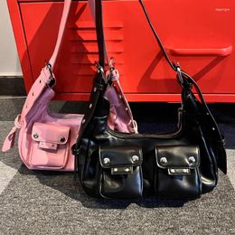 Drawstring Vegan Leather Y2K Hobos Shoulder Bags For Women Handbag And Purses 2024 Girl Travel Trendy Designer