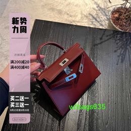 Ky Tote Bags Trusted Luxury Leather Handbag Racechoice Bag Premium Wine Red Box Cowhide Women's Bag Mini Handheld Straddle Bag have logo HBUC