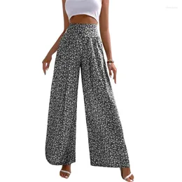 Women's Pants 2024 Fragmented Flower Leisure Fashion Elegant Temperament Loose Print Waist Wide Leg