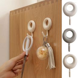 Hooks 4Pcs Cute Simple Mini Circular Bathroom Self Adhesive Wall Hanger White Grey Beige Kitchen Tool No Punching Key Holder