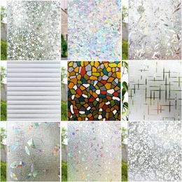 Window Stickers Mul-styles Decorative Film Anti Look Static Cling For Glass Stained Self Adhesive