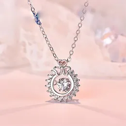 Chains Smart Flower Pendant Silver Colour Korean Style Simple Zircon Jumping Necklace