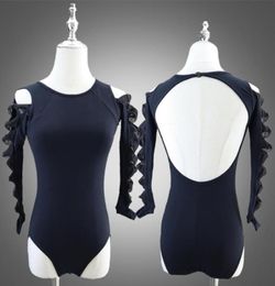 L2020 High quality OEM custom dancewearleotards long sleeves cotton black leotard womens dance wear26129242779422