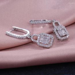 Dangle Earrings Luxury Shining Square Cut Cubic Zirconia Drop White Crystal Bridal Wedding Engagement Jewelry Gifts