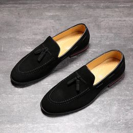 Casual Shoes Fashion Mens Loafers Slip-on Business Brand Male Footwear Flat Black Brown KA3837