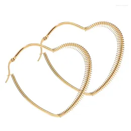 Hoop Earrings 2pair/lot Fashion Heart For Women Stainless Steel Golden Womens Sensitive Ears