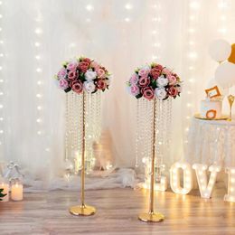 Party Decoration Gold Vase Wedding Centrepieces: 10 Pcs 70cm Tall Crystal Flower Stand For Tables Elegant Metal Flowers Arrangement Vases