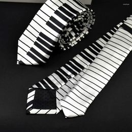 Bow Ties Polyester Fashion Classic Fancy Dress Black & White Skinny Tie Piano Keyboard Necktie Music