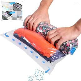 Storage Bags 12pcs Clothes Compression Hand Rolling Vacuum Transparent Clothing Packing Bag Space Saving For Home Travel