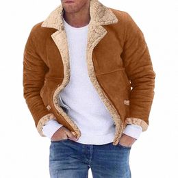 men Plush Jacket Autumn Winter New Loose Comfortable Plush Thick Warm Simplicity Solid Color Versatile Casual Fi Jacket j1hF#