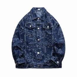 autumn 2023 New Denim Jacket Men Vintage Jean Coats Streetwear Fi Jean Jacket Men Turn Down Collar Outerwear Cott Jacket L8uS#