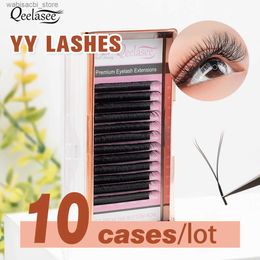 False Eyelashes Qeelasee 10 pcs/lot Y-shape Lashes Hand-woven Faux Mink YY Eyelashes Super Soft False Eyelash Grafting Russian volume Lashes24327