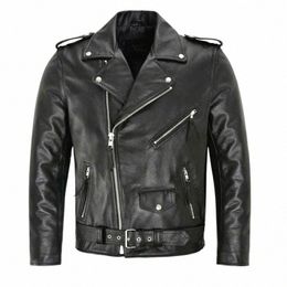 Männer PU-Lederjacke Motorrad Fi Slim Fit Ledermantel W4hg #