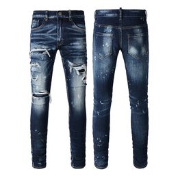 Jeans masculinos homens y2k stretchy skinny denim para calças casuais rasgado retalhos buraco slim fit hip hop preto calças retas