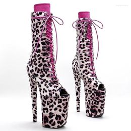 Dance Shoes 23CM/9inches Leopard Suede Upper Modern Sexy Nightclub Pole High Heel Platform Women's Boots 007