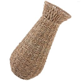 Vases European Style Floor Vase Office Ornament Woven Flower Straw Stable Base Basket