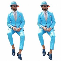 new Fi Men Tuxedos Notched Lapel Custom Made Suits Beach Dr Up Holiday Party Prom Daily Streetwear Blazer 2 Pieces w2pe#