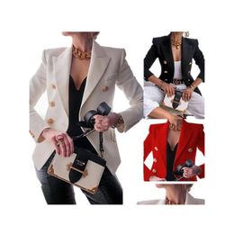 Women'S Suits & Blazers Womens New Solid Colour Fashion Y Mti Buttons Summer And Autumn Casual Suit Office Wear Elegant Short Coat Dro Dhe4J