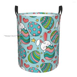 Laundry Bags Waterproof Storage Bag Easter Rabbits And Eggs Household Dirty Basket Folding Bucket Clothes Organizer