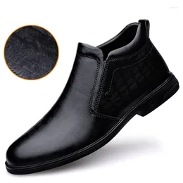 Casual Shoes Brand Men Boots Comfortable Warm Waterproof Quality Fashion Ankle Leather Black