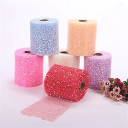 Party Decoration 15cm Glitter Snow Flower Pattern Tulle Roll Tutu Skirt Fabric For Wedding Birthday DIY Sashes Favours Supplies