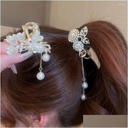 Hair Clips Barrettes Chinese Style Cherry Hairpin Pearl Tassel Pendant Temperament Fixed Clip Styling Accessories Drop Delivery Jewelr Otevc