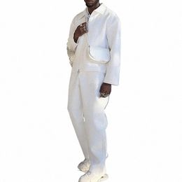 2023 Spring Autumn Fi Jacket and Coat Casual Pants Two-piece Sets Mens New Fi Suit White Large Size Ropa Hombre F3bk#