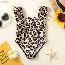 One-Pieces Baby Girl Leopard Print Ruffle Trim One-piece Swimsuit Suitable for Summer Season Soft and Comfortable 24327