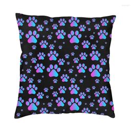 Pillow Purple Blue Dog Paws Pattern Cover Decoration Throw For Sofa Double-sided Printing