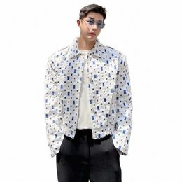 luzhen Colour Hole Fi Design Casual Ctrast Broken 2024 Jacket Men's High Quality Luxury Trendy Spring Elegant Coat 9bba6d b6wG#