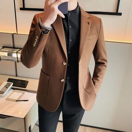 Mens autumn and winter high-quality suit jacket/Mens slim fit thick wool casual tailcoat Mens clothing fashion jacket 4XL-M 240327