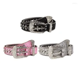 Belts Rock Fans Waist Belt Adjustable Pin Buckle Rhinestone For Woman Girls Thin Full Sequins Strap Jeans Dress