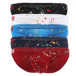 Underpants 2/5PCS Men Briefs Graffiti Print Sexy Penis Pouch Underwear Low Waist Male Panties Calconcillos Hombre Gay Bikini Homewear M-XXL