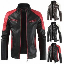 2023 New Winter Mens Leather Jacket Zipper Jacket Slim Motorcycle Windbreaker Stand Collar Mens Coats i3Bo#