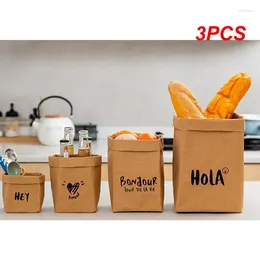 Storage Bags 3PCS Thickened Large Waterproof Washable Kraft Paper Bag Refrigerator Kitchen Home Ins Food Packaging