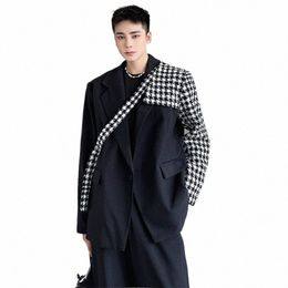 luzhen Niche Design Plaid Patchwork Design Suit Coat Men's High Street Loose Elegant Korean Blazer Jacket Free Ship LZ1329 D1Dr#